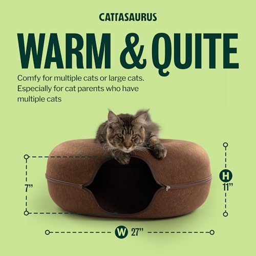 Peekaboo Cat Cave Donut for Multiple & Large Cats up to 30 (Brown / Jumbo)