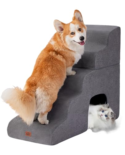 Gray Curved Dog Stairs Ramp for High Beds 28.7" H (Gray / 5-Step)