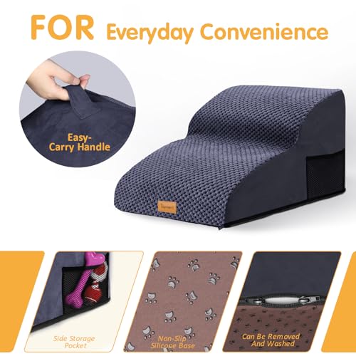 High Density Extended Foam Dog Ramp&Steps 2 Tiers (Blue / 21.7*15.7*11.8)