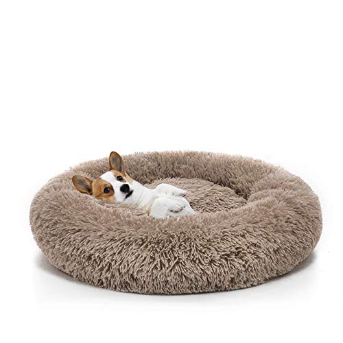 Orthopedic Dog Bed Comfortable Donut Cuddler Round Pet Beds Ultra Soft Washable Dog and Cat Cushion (S(23’’x 23’’) / Brown)