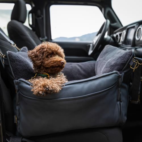 Small Dog Car Seat for Small Medium Pets with Harness Clip (Charcoal / Medium)