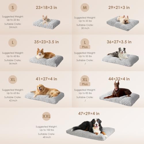 Washable XL Dog Beds Large Sized Dog (Grey / 44" x 32" x 4")