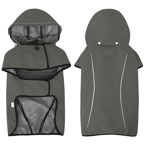 Dog Raincoat Adjustable Waterproof Pet Rain Jacket (Gray / X-Small)