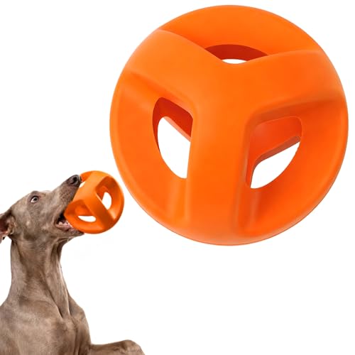 Natural Rubber Dog Balls for Aggressive Chewers (Sunrise Orange / Medium)