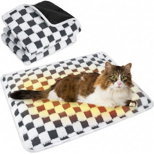 2 Pack Self Warming Cat Bed Self Heating Dog Pad Cat Warming Pad Thermal Pet Mat Washable Reflect Body Heat Removable Cover for Indoor Kittens Puppies (16 x 20 Inch)