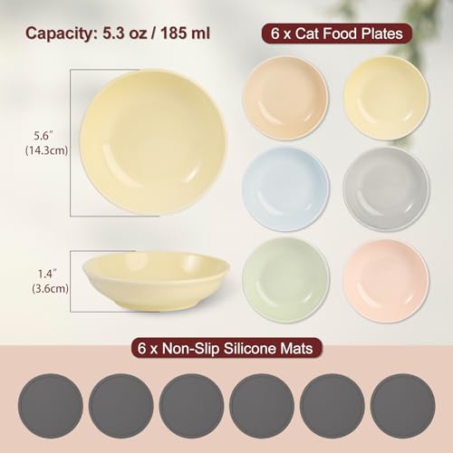 Ceramic Cat Food Bowl Set (Solid - Separate Pads)
