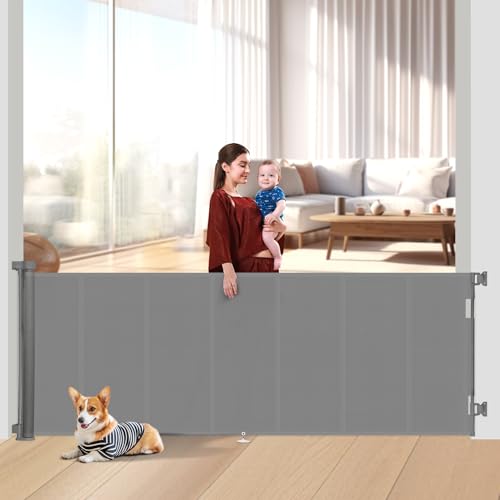 120 inch Reinforced Retractable Baby Gates 42 inch Tall (Gray / 42" Tall x 120" Wide)