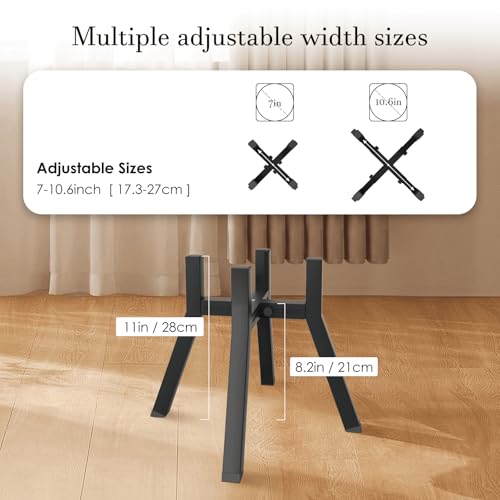 Dog Bowl Stand for Medium & Large Dogs (Height: 11", Width: 7-10.6" / Black, 4-Legs, 11H-Square)