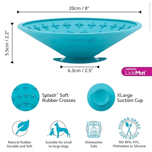 Splash Slow Feeder Bowl Lick Mat for Dogs (Turquoise)