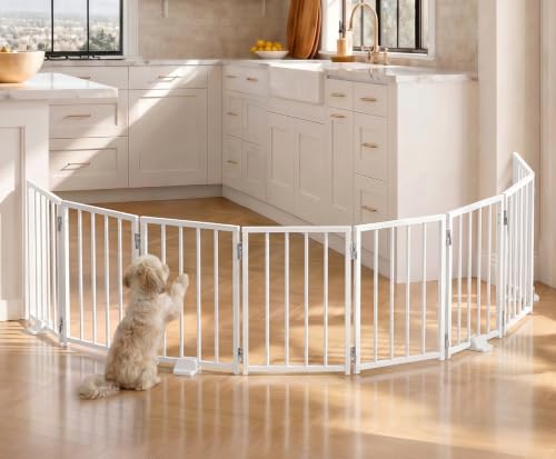 Small Dog Gate Indoor (White / Up to 96" W, 16.5" H)