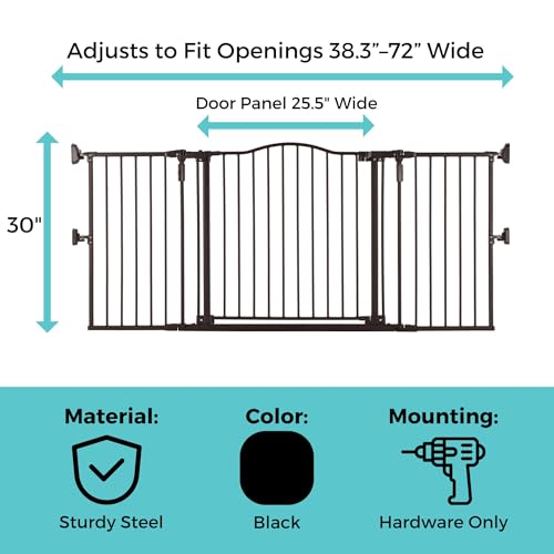 Deluxe Décor Universal Fit Safety Gate (Black / 72" Wide)