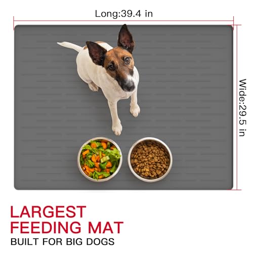 39.4"x29.5" Large Pet Food Mat (Light Gray / 39.4"L x 29.5"W)