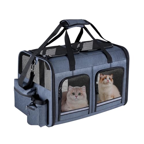 Cat Carrier for 2 Cats (Gray with 2 Pocket)