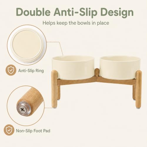 Ceramic Dog Bowls Elevated (Light Yellow)