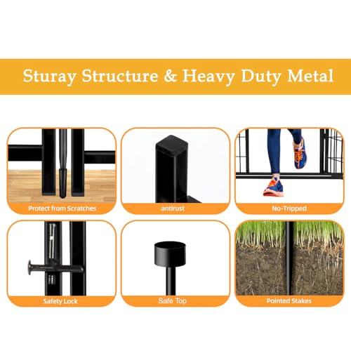 36 in(H) Garden Fence, Wide Gate Low Threshold, 10 Panels Total 22.1 Ft(L) Heavy Duty Iron Animal Barrier Fence for Yard,Suitable for Indoor Or Outdoor Dog Fencing,Garden Border Fence (36''(H)-10panels-22.1ft(L))