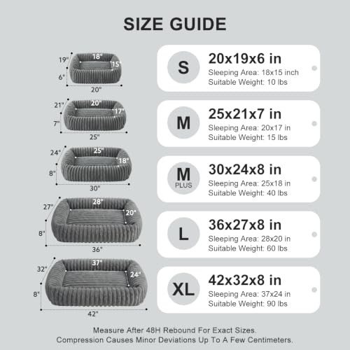 Washable Dog Bed Medium Size Dog (Grey / M Plus (30"x24"x8"))