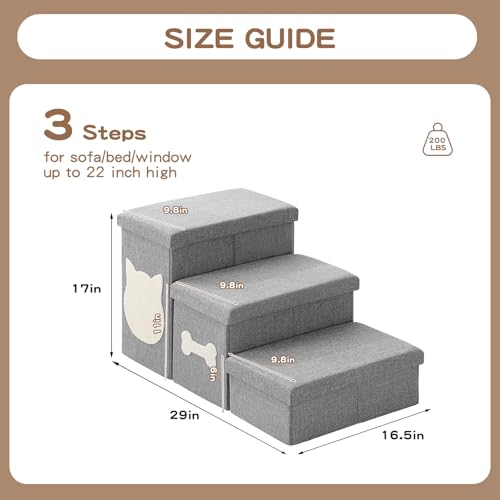Dog Steps for High Bed (Grey / 3-Step)