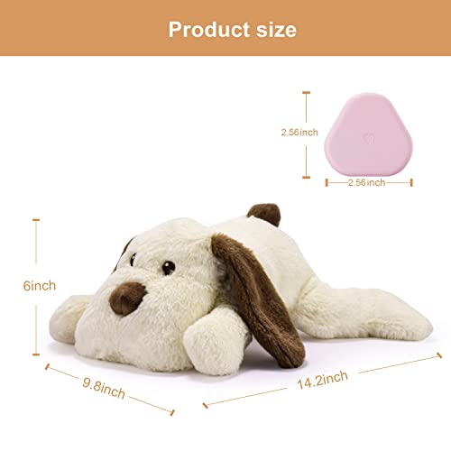 Puppy Heartbeat Toy for Anxiety Relief Dog Behavioral aid Toy for Puppies Sleep Aid Separation Anxiety Soother Cuddle (White)
