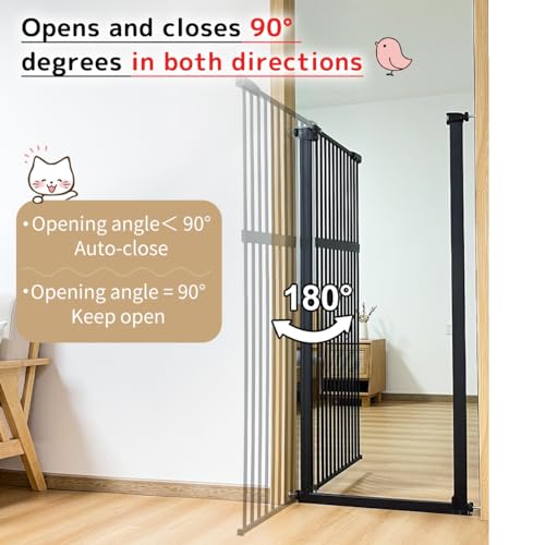 55.12" Extra Tall Pet Gate for Cat Dog 30.12" (55.12" H-black / 30.12"-38.38" W)