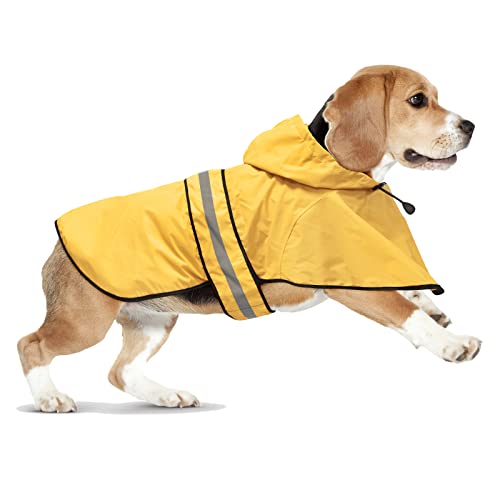 Reflective Waterproof Dog Raincoat (Large / Yellow)