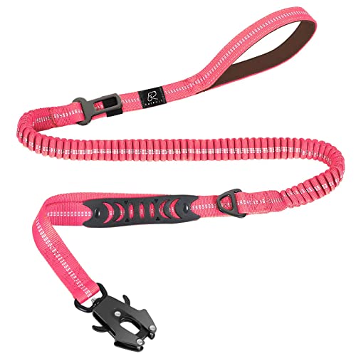 Tactical Shock Absorbing Bungee Dog Leash Heavy Duty (Pink / Aviation aluminum)