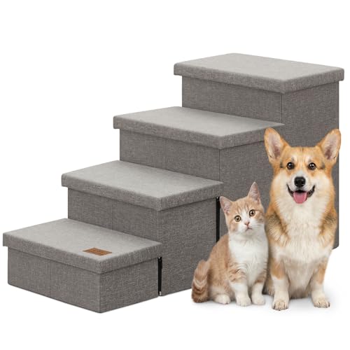 Dog Stairs with Storage (Grey No Condo / 4)
