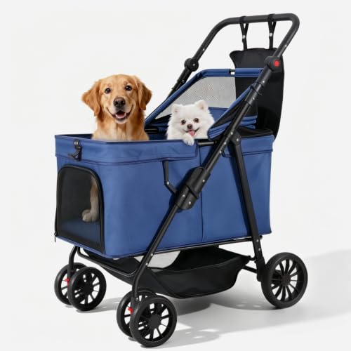 Dog Stroller for Large & Medium Dogs (Blue)