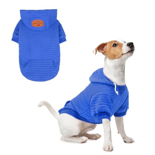 Dog Hoodies Sweater for Small Dogs (Blue / S/M (Back: 14",Chest: 19", Neck: 12"))