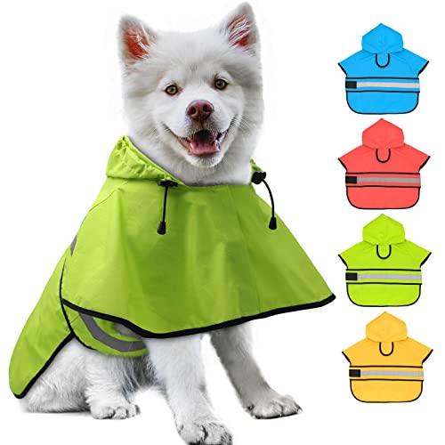 Dog Raincoat Hooded Poncho (Green / Small)