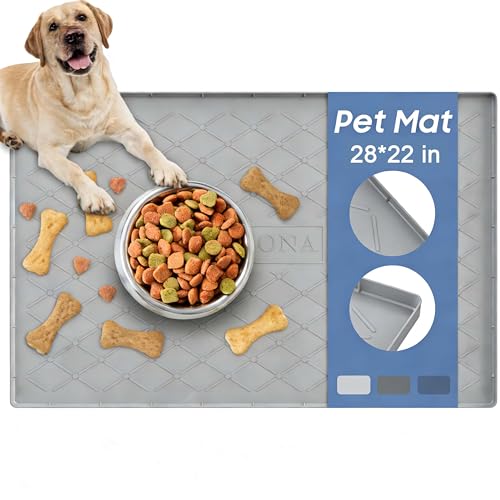 Pet Food Mat 28 x 22 in (Beige / 28"L x 22"W)