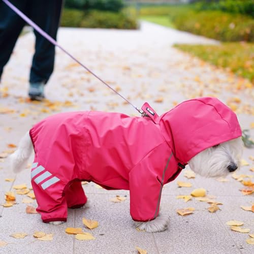 Dog Raincoat Waterproof Dog Rain Jacket with Hood (Pink / Large)