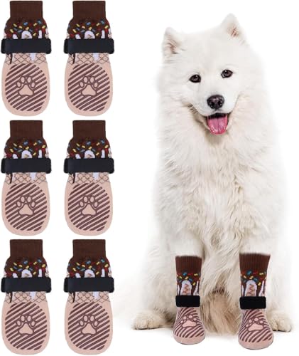 6PCS Anti Slip Dog Socks to Prevent Licking Paws (Small (6 Count) / Ice Cream)