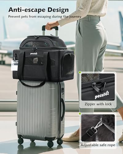 Top Expandable Airline Approved Pet Carrier for Cats (Dark Gray)