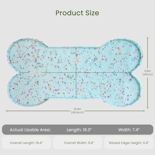 Dog Food Mat Anti (19.4" x 9.8"-2PCS / Donut Blue)
