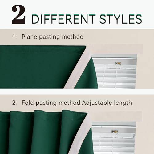 Self Adhesive Blackout Curtains (Dark Green / 47"W x 96"L (Pack of 1))