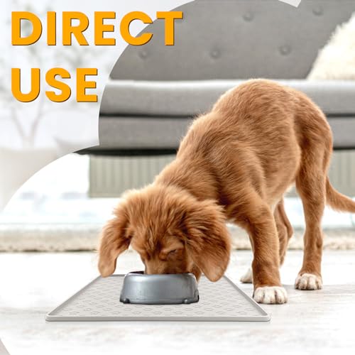 Dog Food Mat Anti (11.8"L x 11.8"W / Cream)