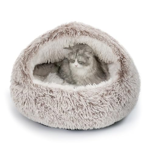 Cat Bed Cat Beds for Indoor Cats with Covered Hooded (21.0"L x 21.0"W x 15.0"Th / coffee)