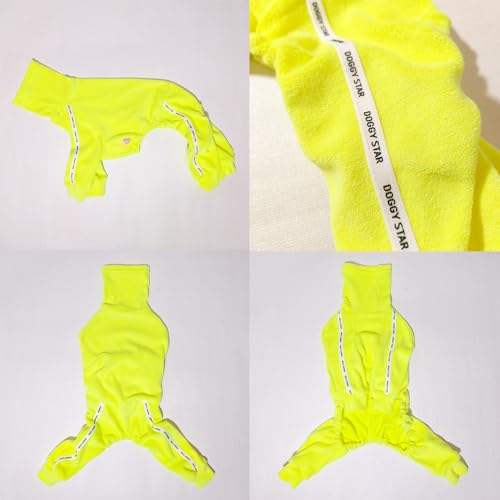 D Doggy Star Italian Greyhound Clothes Stretchy Towel Sports Onesie Outfit Whippet for Dog Coat (3XL / Towel Neon Yellow)