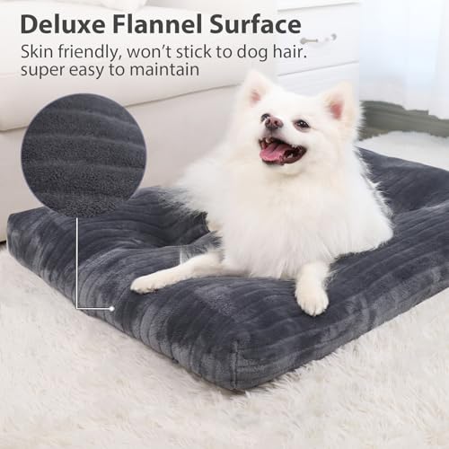 Washable Dog Crate Bed Kennel Mat for Small Dogs (Gray / 23.0"L x 18.0"W x 2.5"Th)