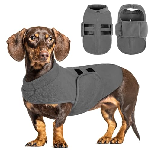 Cat Sweater Soft Fleece Dog Vest Warm Dog Jacket with Leash Hole (Grey / XX-Small)