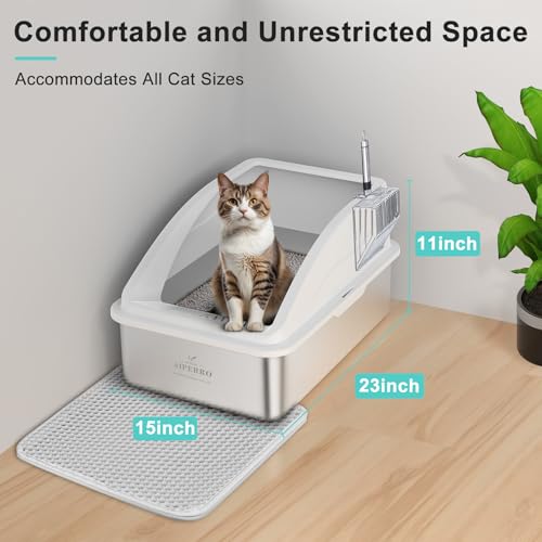 Stainless Steel Litter Box (Silver Grey / X-Large)