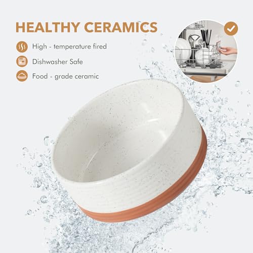 Elevated Dog Bowls (Double Bowls with Stand- Vanilla White / 3.4CUPS)