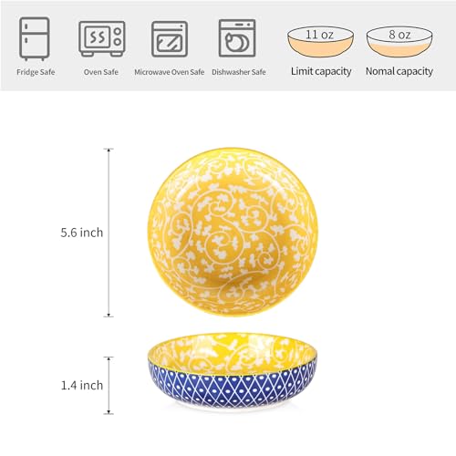 Ceramic Cat Food Bowl Set of 4 (5.6 Inch, Set of 4 / Assorted Colors)