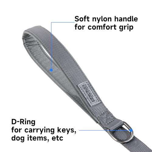 5 6FT Military Bungee Dog Leash Adjustable Elastic (GRY)