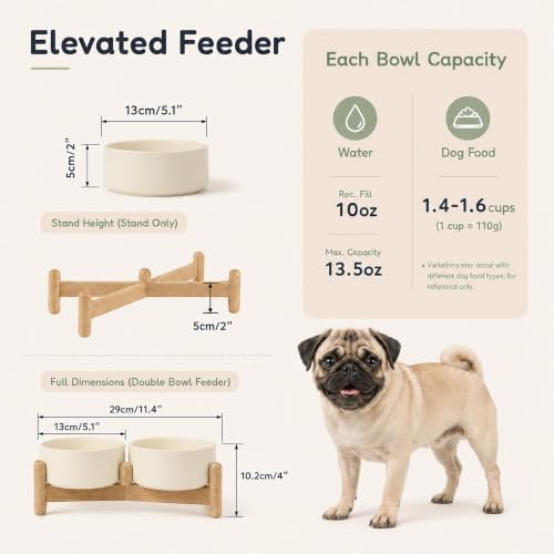 Ceramic Dog Bowls Elevated (Light Yellow)