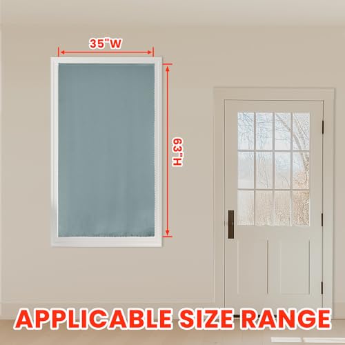 100% Blackout Self Adhesive Curtains Small Window Short Temporary Black Out Curtains Easy to Install Used for Bedroom Kitchen Window Cover (Silver Grey/ Thickened / 35"W x 63"L (Pack of 1))