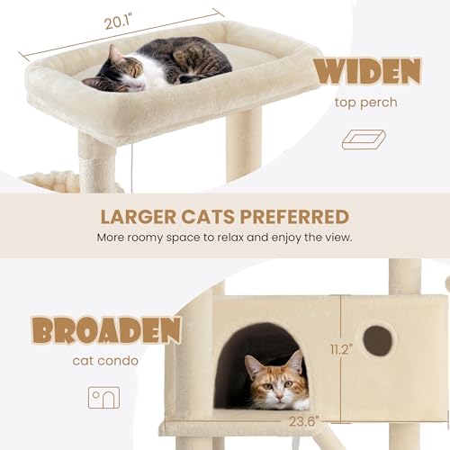81in Multi Level Tall Cat Tree Tower for Indoor Kitties (Beige)