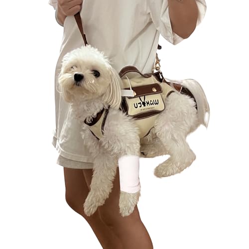 Dog Lift Harness Dog Carrier Sling for Small Dogs & Cats (Medium(8-13 LBS) / 1.0 White)
