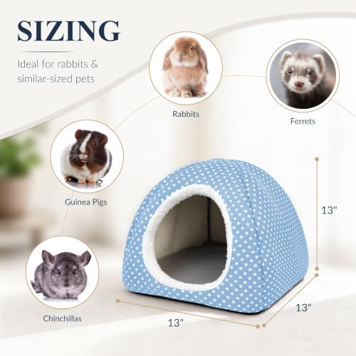 Rabbit Hideout Large Bunny Bed Washable Rabbit House (Light blue)