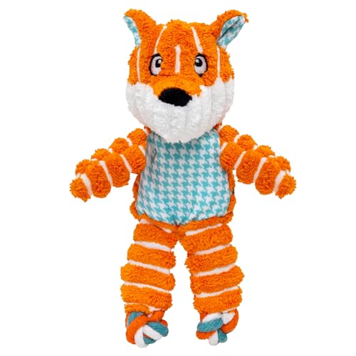 Floppy Knots Durable No‑Stuffing Squeaky Rope & Plush Dog Toy (Fox / X-Small)